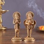 Brass Garuda & Hanuman Pair 4" | Divine Statues | Devotion, Strength & Service | 600g Intricate Handcrafted Idols | Home Temple Spiritual Decor | Jaipurio